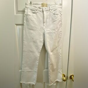 Luxury denim - made in LA - CQY WHITE WOMAN’S CROP JEANS